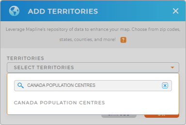 Add Canada population centers to your map in Mapline