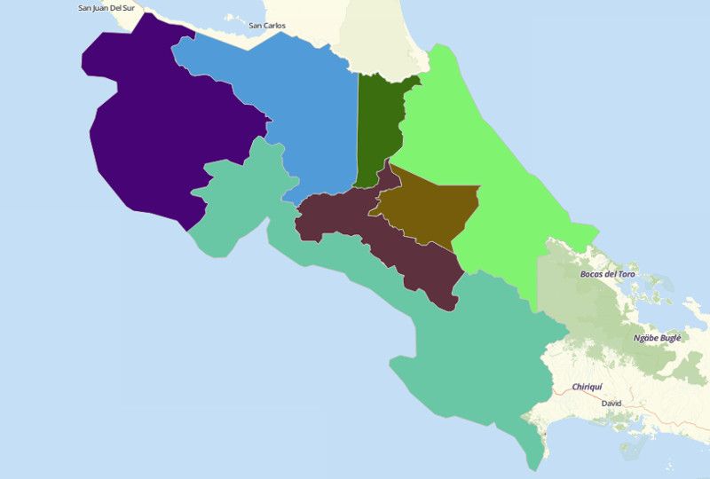 Map of Costa Rica Provinces
