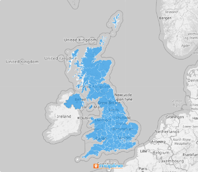 Map of U.K. Postcode Areas
