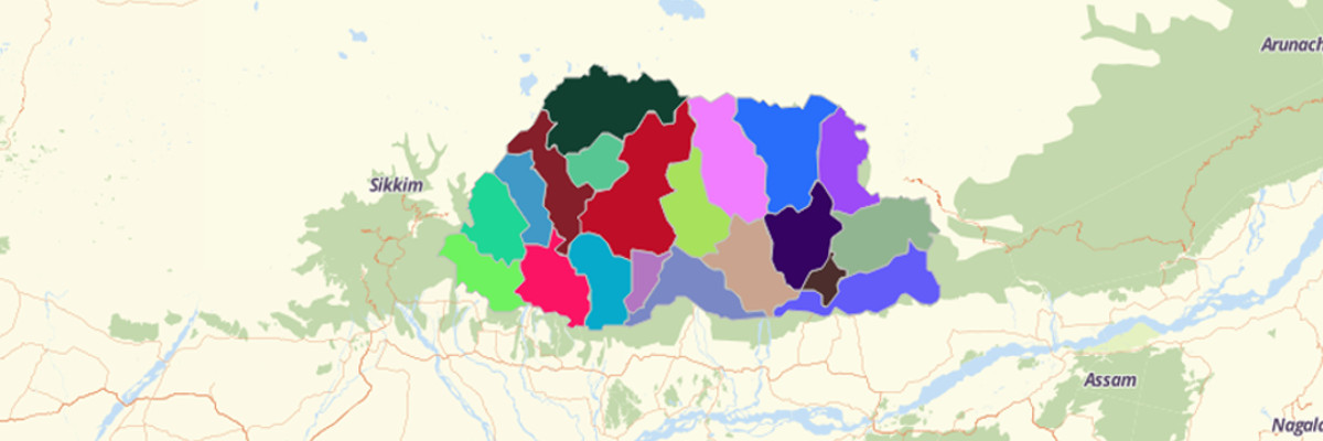 Bhutan Districts Map - Mapline