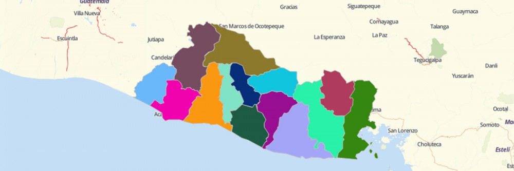 Map of El Salvador Departments - Mapline